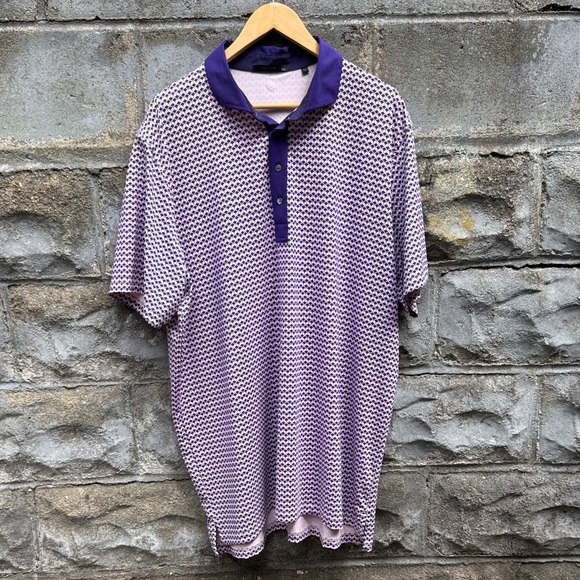 Greyson golf polo xxl purple wolf logo geometric pattern - Picture 1 of 4